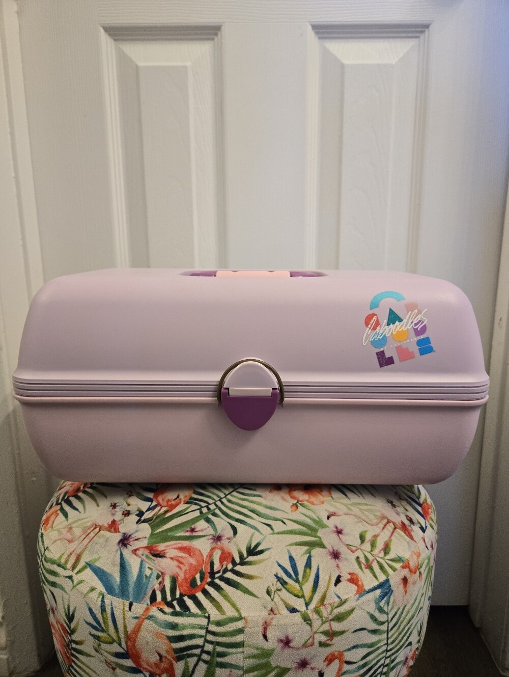 Vintage 80s Caboodles 2630 Pink Purple Large Makeup Case 3 Tier Mirror Rare